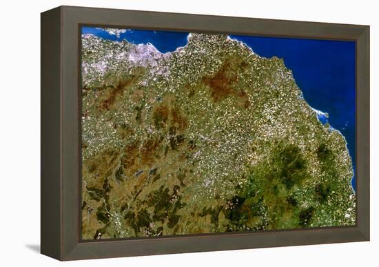 True-colour Satellite Image of Southeast Scotland-PLANETOBSERVER-Framed Premier Image Canvas