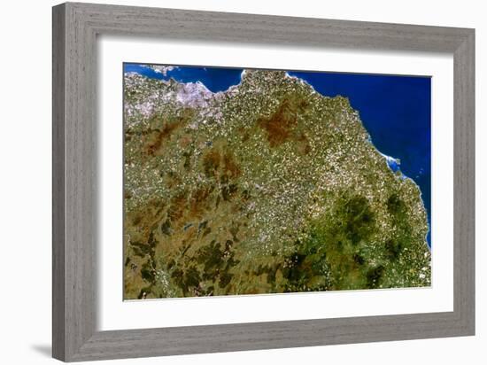 True-colour Satellite Image of Southeast Scotland-PLANETOBSERVER-Framed Photographic Print