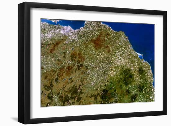 True-colour Satellite Image of Southeast Scotland-PLANETOBSERVER-Framed Photographic Print