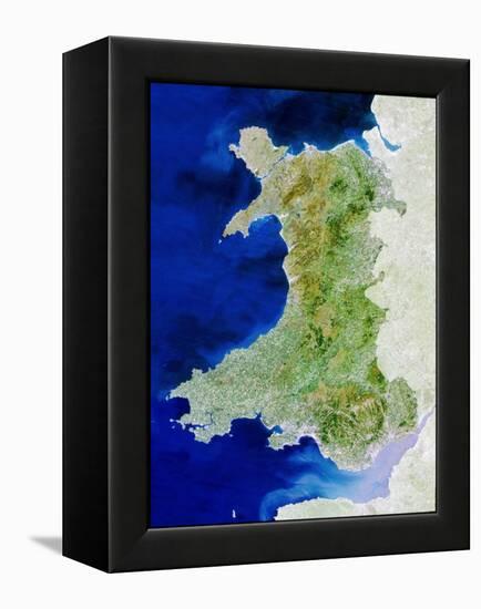 True Colour Satellite Image of Wales-PLANETOBSERVER-Framed Premier Image Canvas