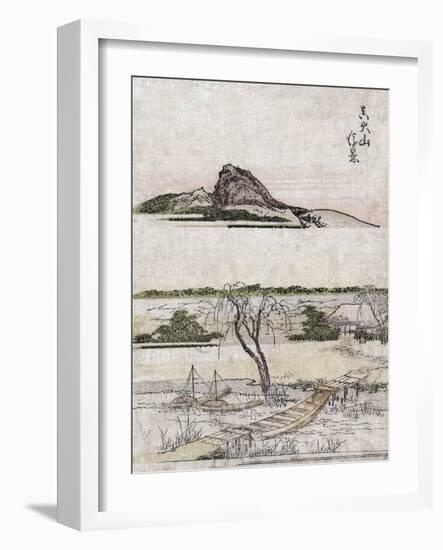 True Distant view of Oyama Mountain, Japanese Wood-Cut Print-Lantern Press-Framed Art Print