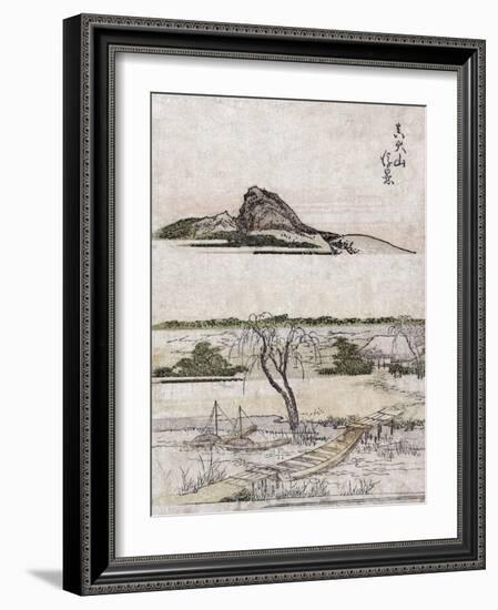 True Distant view of Oyama Mountain, Japanese Wood-Cut Print-Lantern Press-Framed Art Print