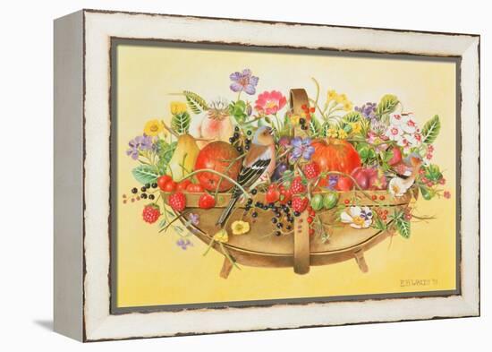 Trug with Fruit, Flowers and Chaffinches, 1991-E.B. Watts-Framed Premier Image Canvas