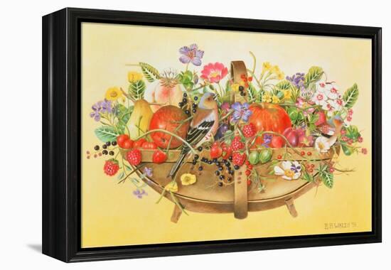 Trug with Fruit, Flowers and Chaffinches, 1991-E.B. Watts-Framed Premier Image Canvas