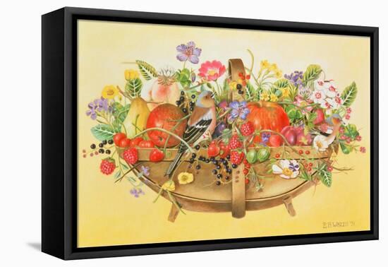 Trug with Fruit, Flowers and Chaffinches, 1991-E.B. Watts-Framed Premier Image Canvas