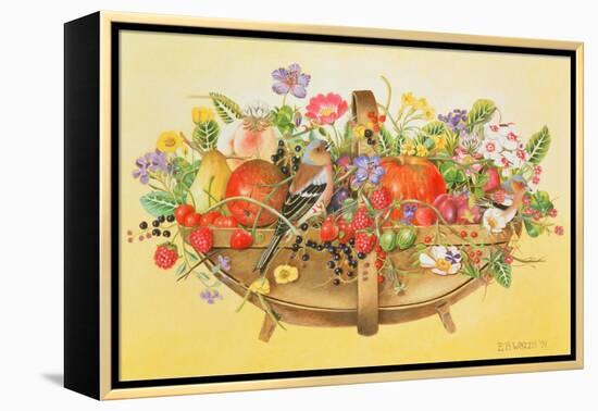 Trug with Fruit, Flowers and Chaffinches, 1991-E.B. Watts-Framed Premier Image Canvas