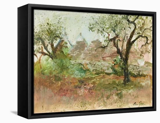 Trulli and Olive Tree (Watercolour and Gouache)-Ann Oram-Framed Premier Image Canvas