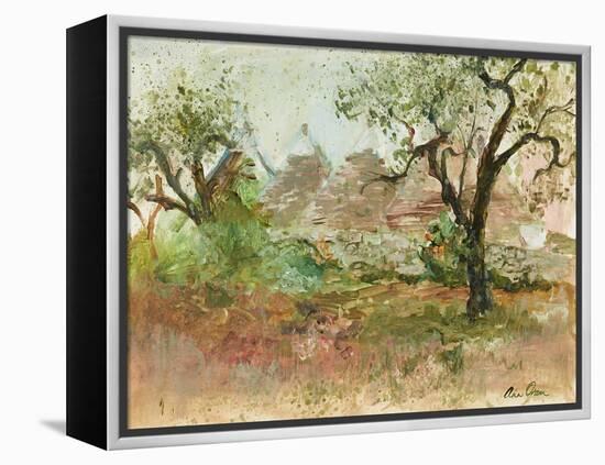 Trulli and Olive Tree (Watercolour and Gouache)-Ann Oram-Framed Premier Image Canvas