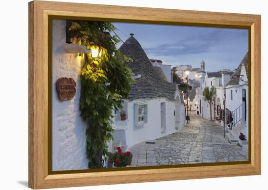 Trulli, traditional houses, Rione Monti area, Alberobello, UNESCO World Heritage Site, Valle d'Itri-Markus Lange-Framed Premier Image Canvas