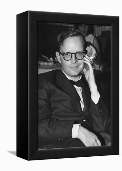 Truman Capote Sitting in the Restaurant of the M-S Vulcania-null-Framed Premier Image Canvas