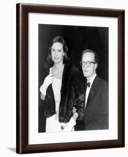 Truman Capote, Southern American Writer with Socialite Gloria Vanderbilt in 1965-null-Framed Photo