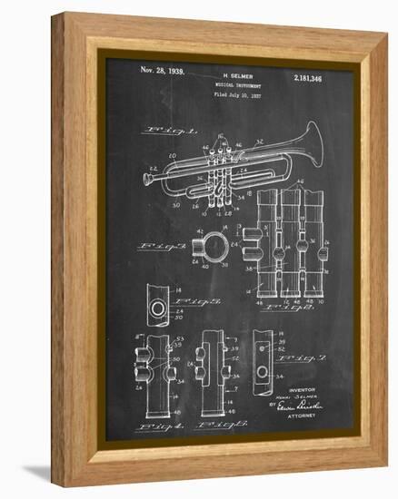 Trumpet Instrument Patent-null-Framed Stretched Canvas