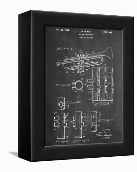 Trumpet Instrument Patent-null-Framed Stretched Canvas