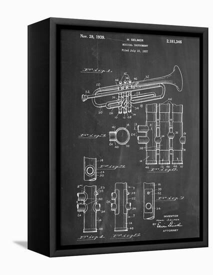 Trumpet Instrument Patent-null-Framed Stretched Canvas