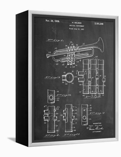 Trumpet Instrument Patent-null-Framed Stretched Canvas