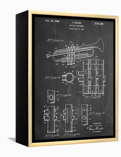 Trumpet Instrument Patent-null-Framed Stretched Canvas