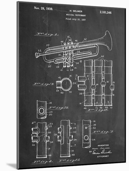 Trumpet Instrument Patent-null-Mounted Art Print