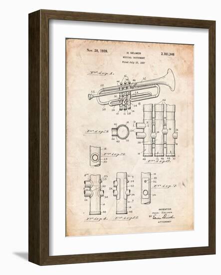 Trumpet Instrument Patent-Cole Borders-Framed Art Print