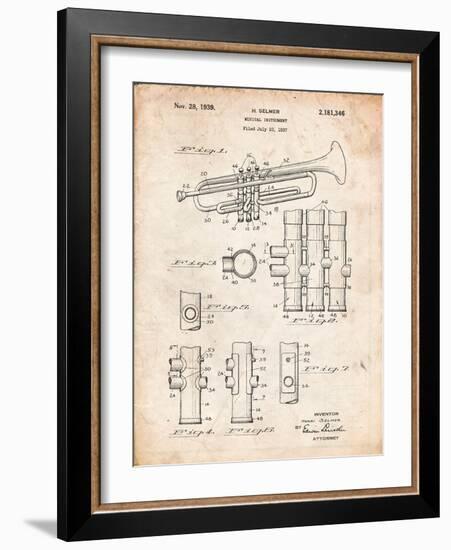 Trumpet Instrument Patent-Cole Borders-Framed Art Print