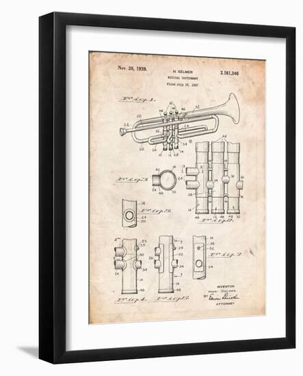 Trumpet Instrument Patent-Cole Borders-Framed Art Print