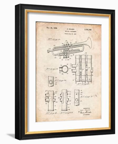 Trumpet Instrument Patent-Cole Borders-Framed Art Print