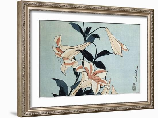 Trumpet Lilies-Katsushika Hokusai-Framed Giclee Print