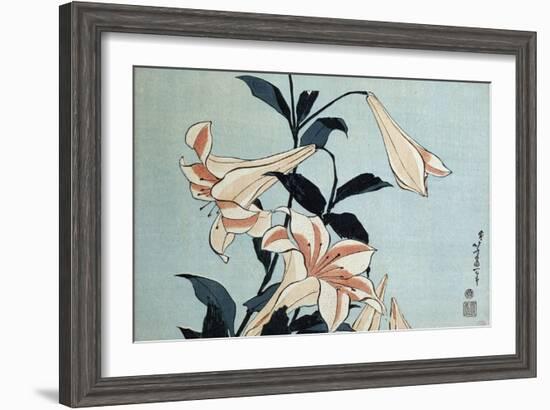 Trumpet Lilies-Katsushika Hokusai-Framed Giclee Print