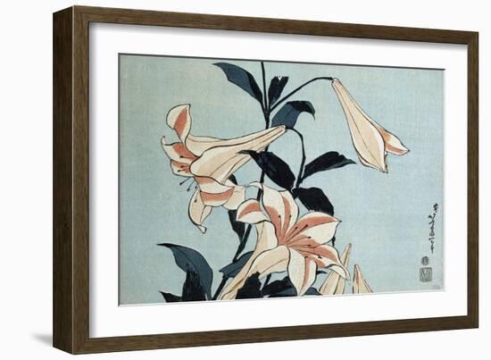 Trumpet Lilies-Katsushika Hokusai-Framed Giclee Print