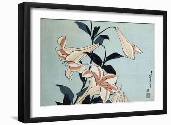 Trumpet Lilies-Katsushika Hokusai-Framed Giclee Print