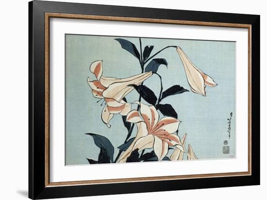 Trumpet Lilies-Katsushika Hokusai-Framed Giclee Print