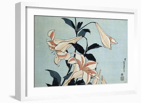 Trumpet Lilies-Katsushika Hokusai-Framed Giclee Print