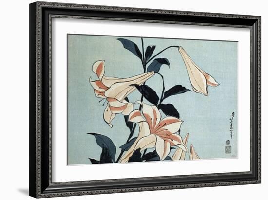 Trumpet Lilies-Katsushika Hokusai-Framed Giclee Print