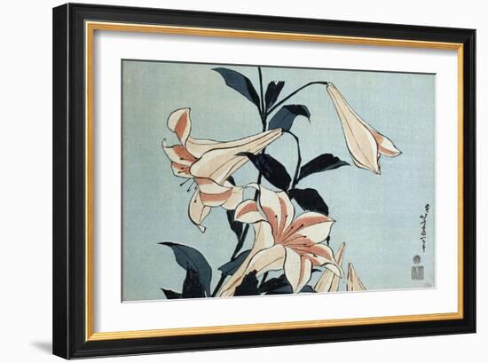 Trumpet Lilies-Katsushika Hokusai-Framed Giclee Print