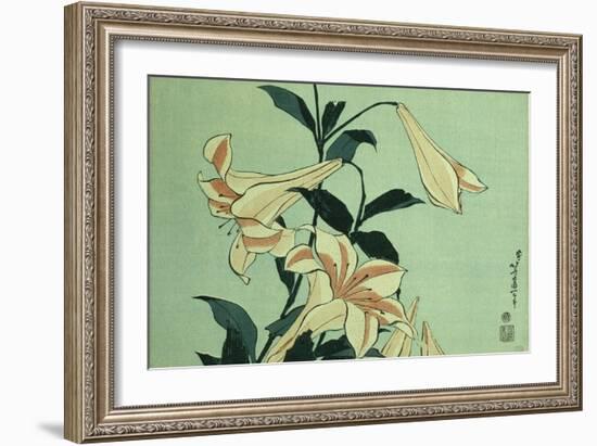 Trumpet Lilies-Katsushika Hokusai-Framed Giclee Print