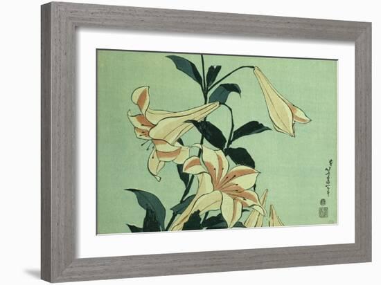 Trumpet Lilies-Katsushika Hokusai-Framed Giclee Print