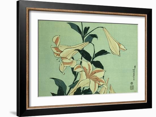 Trumpet Lilies-Katsushika Hokusai-Framed Giclee Print