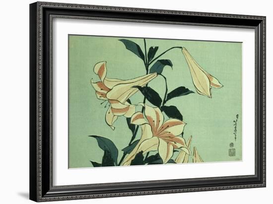 Trumpet Lilies-Katsushika Hokusai-Framed Giclee Print