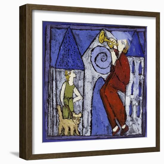 Trumpet Player at Night-Leslie Xuereb-Framed Giclee Print