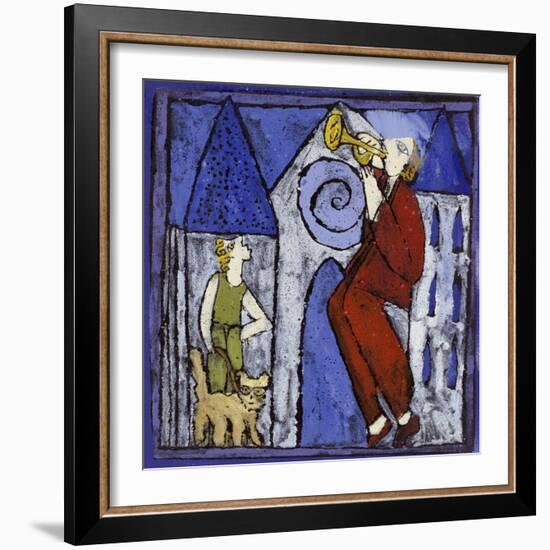 Trumpet Player at Night-Leslie Xuereb-Framed Giclee Print