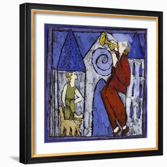 Trumpet Player at Night-Leslie Xuereb-Framed Giclee Print