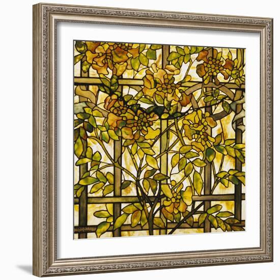 Trumpet Vine Leaded Glass Window-Tiffany Studios-Framed Giclee Print