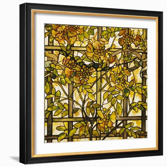 Trumpet Vine Leaded Glass Window-Tiffany Studios-Framed Giclee Print