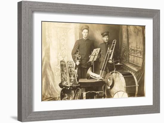 Trumpeter and Trombone Player-null-Framed Art Print