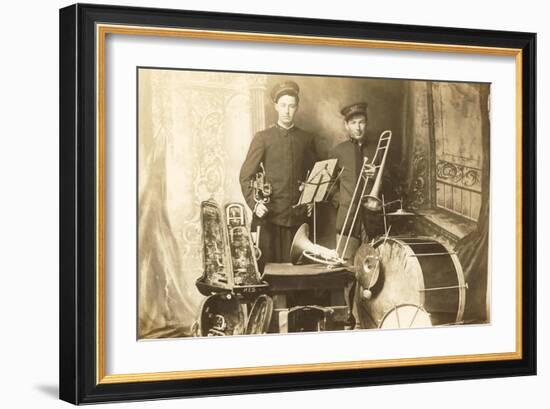 Trumpeter and Trombone Player-null-Framed Art Print