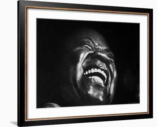 Trumpeter Louis Armstrong Belting Out His Famous Rendition of the Song "Hello Dolly" in a Nightclub-John Loengard-Framed Premium Photographic Print