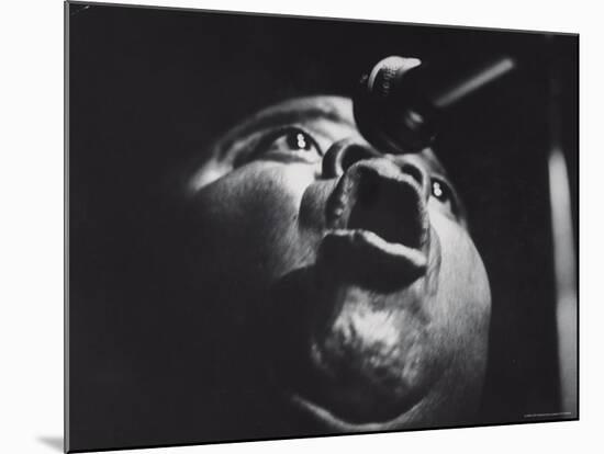 Trumpeter Louis Armstrong Belting Out His Famous Rendition of the Song "Hello Dolly" in a Nightclub-John Loengard-Mounted Premium Photographic Print