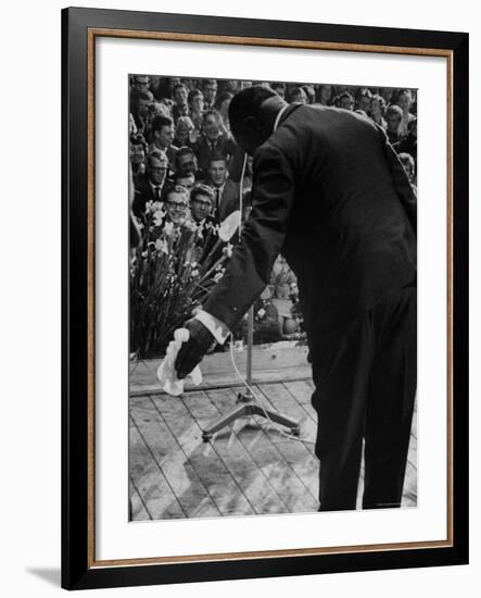 Trumpeter Louis Armstrong Bowing to a Spellbound Dutch Audience During a Concert with His Band-John Loengard-Framed Premium Photographic Print
