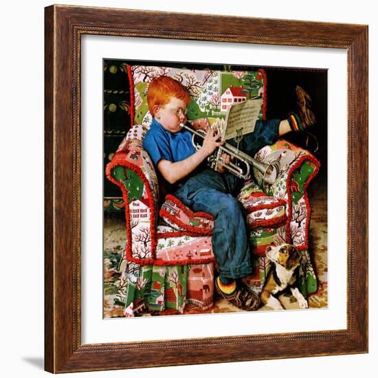 "Trumpeter", November 18,1950-Norman Rockwell-Framed Giclee Print