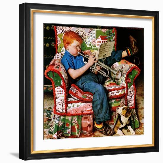 "Trumpeter", November 18,1950-Norman Rockwell-Framed Giclee Print