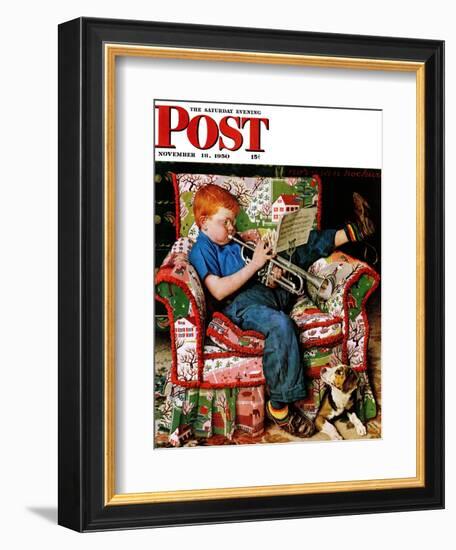 "Trumpeter" Saturday Evening Post Cover, November 18,1950-Norman Rockwell-Framed Giclee Print